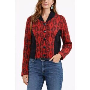 Pendleton Red & Black Wool Southwestern Button Up Sweater Jacket | Size MP